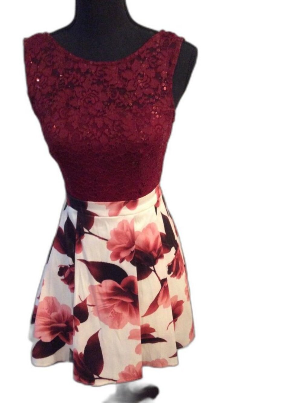 floral Burgandy Sleeveless